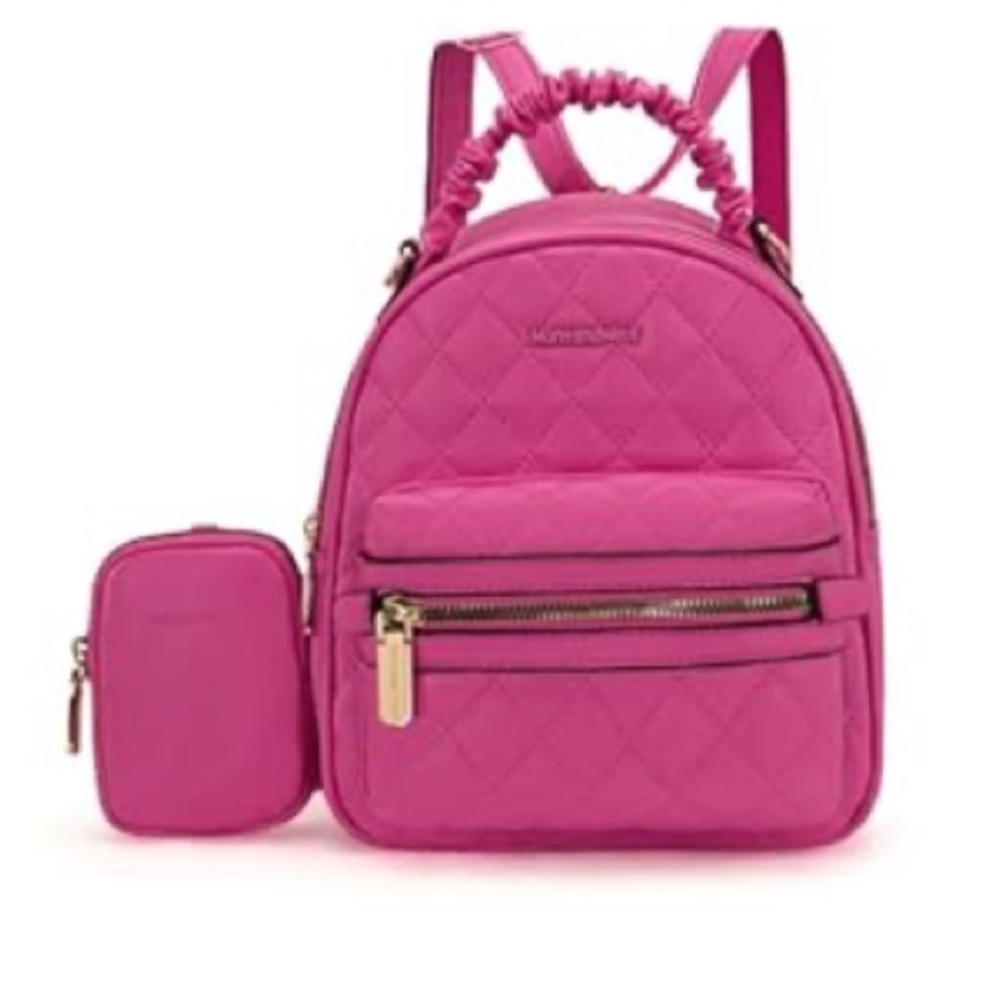 Montana West Quilted Pink Mini Backpack with Detachable Pouch